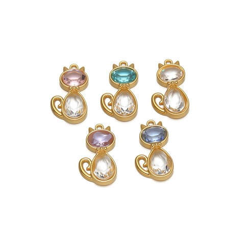 Pendentif en Acier Inoxydable en Forme de Chat avec Strass Breloques Chaton Mignon Accessoires de Fabrication de Bijoux DIY pour Collier Boucles d'Oreilles