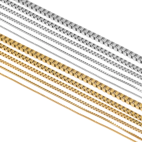 Stainless Steel Box Chain For DIY Jewelry Findings Venetian Link Chain For Necklaces Bracelets Making Gold Silver Bulk