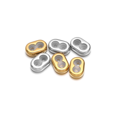 Oval Stainless Steel Pig Nose Stopper Beads Double Hole Spacer Beads For Jewelry Making DIY Bracelet Necklace Accessories