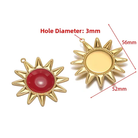Pendentif Soleil en Acier Inoxydable Plaque Or Avec Pierre Synthétique Pour DIY Collier Boucle Oreille Accessoires