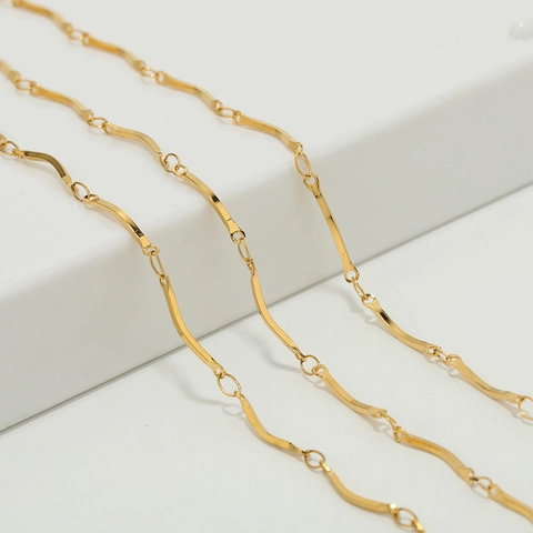 1m Stainless Steel Curved Tube Bar Chain DIY Jewelry Making Findings Wave Link Chain For Necklace Bracelet Components Gold Silver