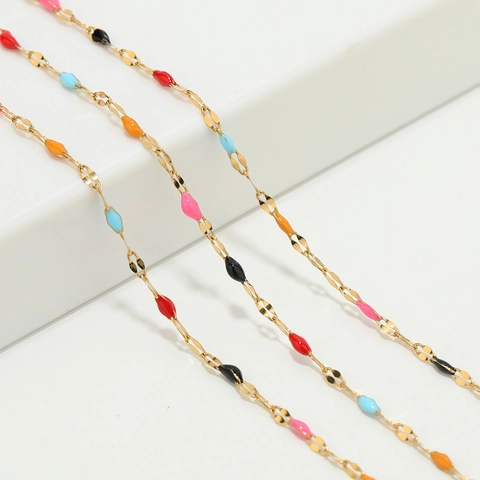 Stainless Steel Colorful Enamel Lip Chain DIY Jewelry Accessory For Necklace Bracelet Anklet Jewelry Making Findings