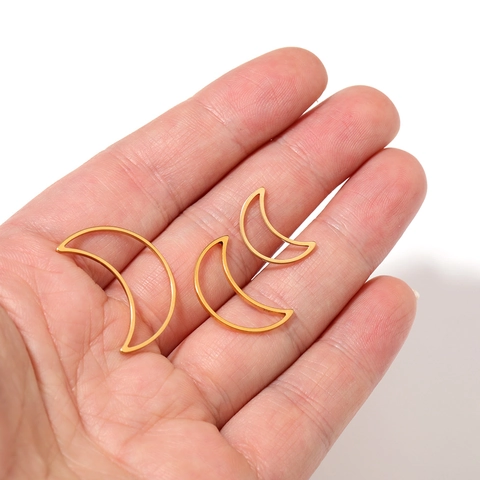 Stainless Steel Hollow Crescent Moon Pendants DIY Jewelry Charms Hip Hop Punk Style Moon Shape Pendant For Necklace Earrings