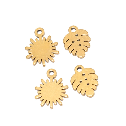 Stainless Steel Sun Monstera Leaf Charms For DIY Jewelry Making Earring Necklace Bracelet Pendants Gold Silver Accessories