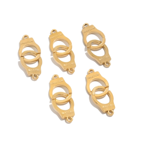 Freedom Handcuff Stainless Steel Pendant For DIY Jewelry Making Couple Bracelet Accessories Hip Hop Electroplated Carving Pendant