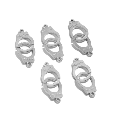 Freedom Handcuff Stainless Steel Pendant For DIY Jewelry Making Couple Bracelet Accessories Hip Hop Electroplated Carving Pendant