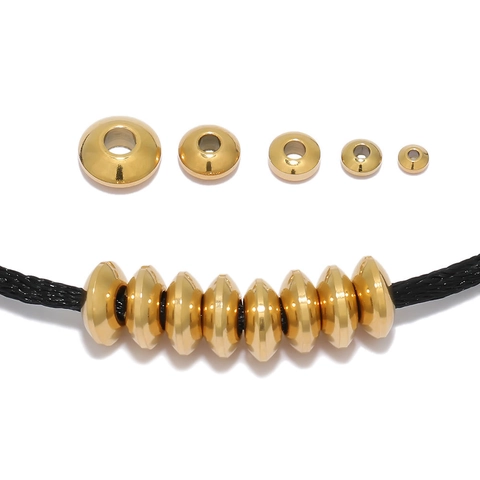 Stainless Steel Spacer Beads Gold Silver Plated UFO Disc Shape Loose Beads For DIY Bracelet Necklace Jewelry Making Accessories