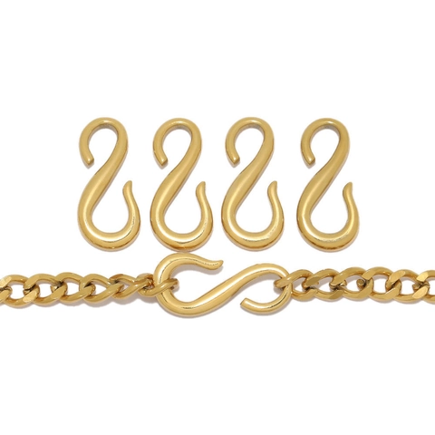 Stainless Steel S Hook Connector Clasp For DIY Necklace Bracelet Jewelry Making Minimalist Hip Hop Style Polished Findings