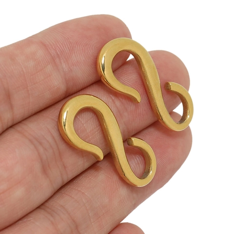Stainless Steel S Hook Connector Clasp For DIY Necklace Bracelet Jewelry Making Minimalist Hip Hop Style Polished Findings