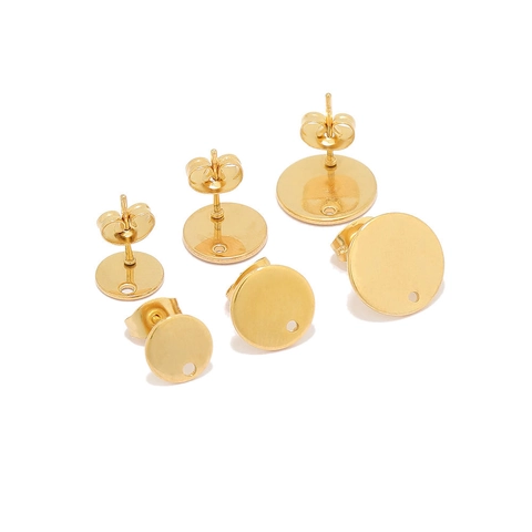 Stainless Steel Round Disc Stud Earrings With Hole DIY Jewelry Findings For Earring Making Gold Silver Ear Studs Accessories