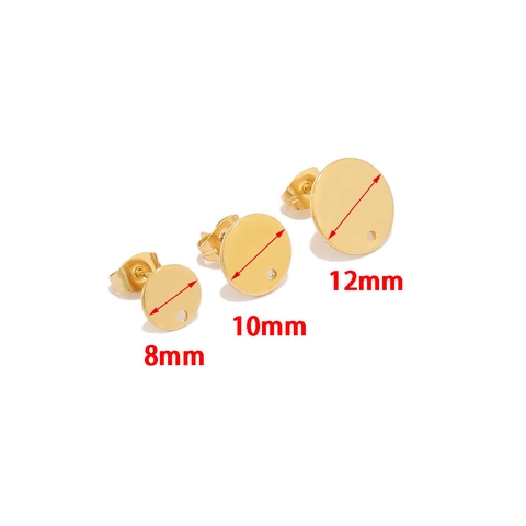 Stainless Steel Round Disc Stud Earrings With Hole DIY Jewelry Findings For Earring Making Gold Silver Ear Studs Accessories
