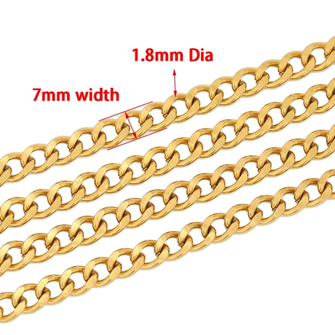 Edelstahl Panzerkette Für DIY Schmuckherstellung Hip Hop Punk Halskette Armband Gold Stahl Farbe Vakuumgalvanisiert