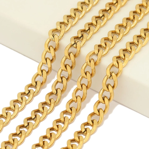 Edelstahl Panzerkette Für DIY Schmuckherstellung Hip Hop Punk Halskette Armband Gold Stahl Farbe Vakuumgalvanisiert