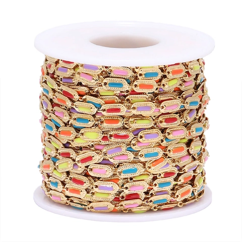 DIY Stainless Steel Jewelry Chain Colorful Enamel Drip Oil Oval Link Chain For Women Men Necklace Bracelet Accessories Making