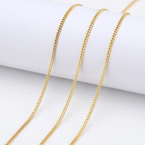 Stainless Steel Curb Link Chain For DIY Jewelry Making Two-Sided Grinding 18K Gold Plated Clavicle Fine Chain Accessory Supply