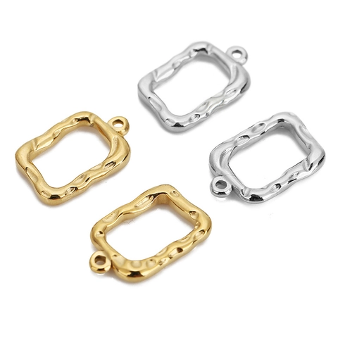 Stainless Steel Hollow Rectangular Hammered DIY Jewelry Making Accessories For Earrings Necklace Pendants Crafting Component