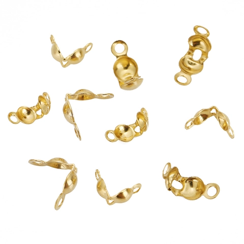 Stainless Steel Clamshell Bead Tips Crimp Covers Findings For DIY Jewelry Making Necklace Connector Ends Findings Accessories