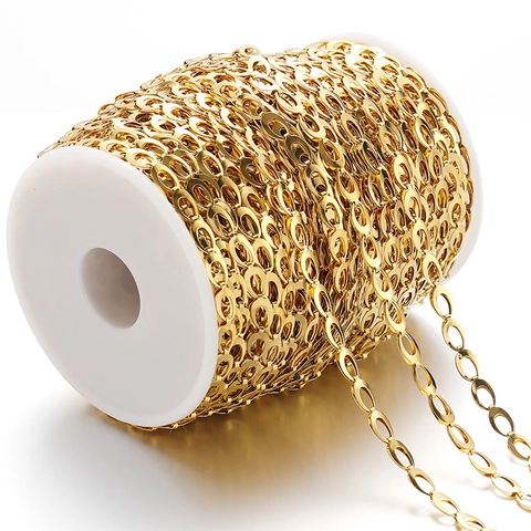 Stainless Steel Hollow Water Drop Chain DIY Jewelry Making Necklace Bracelet Link Chain Accessory Gold Silver Color