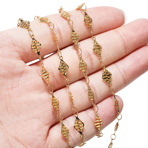 5mm Hollow Rhombus Stainless Steel Jewelry Making Chain Wave Design Gold Steel Color DIY Necklace Bracelet Link Accessory