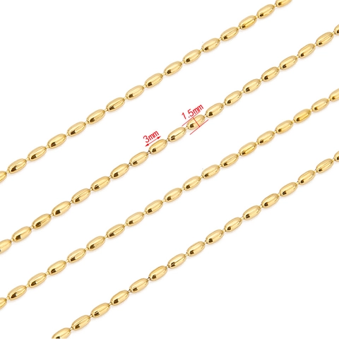 Catena a Grani di Riso in Acciaio Inossidabile DIY Placcata in Oro 18K Accessori per Gioielli Catena Girocollo Minimalista