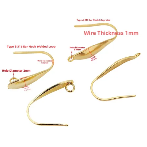 316 Stainless Steel French Earring Hooks DIY Jewelry Findings Gold Silver Plated Water Drop Ear Wire For Earring Making