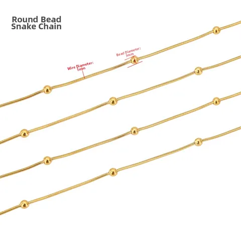 Stainless Steel Beaded Snake Chain For DIY Jewelry Making Findings Gold Silver Plated Minimalist Necklace Bracelet Accessory