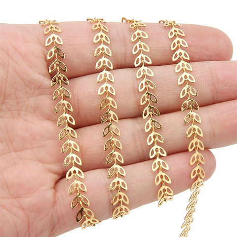 Stainless Steel Hollow Embossed Leaf Chain 18K Gold Silver Plated Dainty Link Chain DIY Jewelry Making Findings Accessories