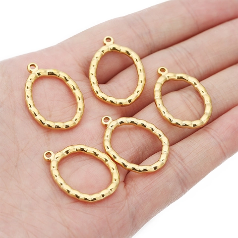 Vintage Stainless Steel Bamboo Texture Round Pendants Hollow Circle Charms For DIY Jewelry Making Necklace Findings Women Men