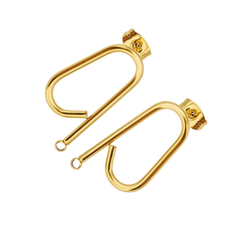 Edelstahl U Q Form Ohrstecker Zubehör Vakuumbeschichtet 18K Gold DIY Schmuckherstellung Ohrstecker Stifte