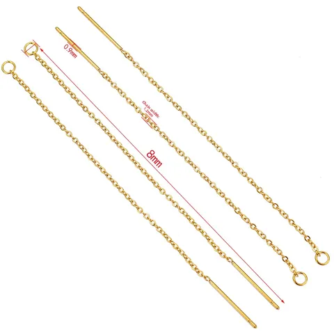 Stainless Steel Cross Chain Threader Earring Findings With Post And Loop For DIY Jewelry Making Gold Silver Long Earring Components