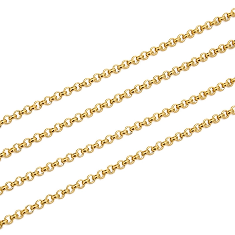 Stainless Steel Rolo Chain For DIY Jewelry Making Round Link Cross Chain Gold Silver Color Fashion Necklace Bracelet Craft Findings