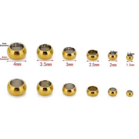 Stainless Steel Crimp Beads Gold Silver Vacuum Plated Round Spacer Beads For DIY Bracelet Necklace Jewelry Making Accessories