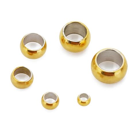 Stainless Steel Crimp Beads Gold Silver Vacuum Plated Round Spacer Beads For DIY Bracelet Necklace Jewelry Making Accessories