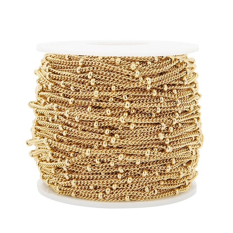 18K Gold Plated Stainless Steel Satellite Chain Flattened Beads Curb Chain DIY Jewelry Making Necklace Bracelet Accessory