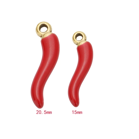 Stainless Steel Red Chili Pepper Pendant Enamel Drip Oil Corno Cornicello Charm For DIY Jewelry Necklace Earring Accessories Pendant Only