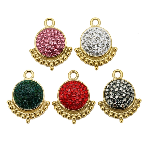 Stainless Steel Fan Shaped Rhinestone Pendant For DIY Jewelry Making Earrings Necklace Accessory Women Fashion Charm