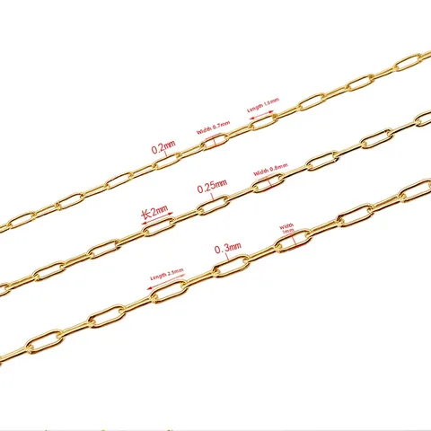 18K Gold Plated Stainless Steel Thin Cross Chain For DIY Jewelry Making Beaded Bracelet Necklace Handmade Finding Bulk Chain