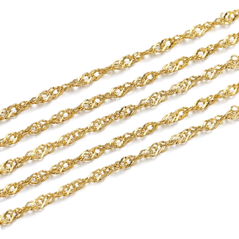 304 Stainless Steel Water Wave Chain 18k Gold Plated Minimalist Singapore Twist Chain For DIY Jewelry Making Accessory
