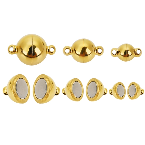 Roestvrijstalen Magnetische Bolsluiting Voor Sieraden Maken DIY Ketting Armband Connector Goud Magneet Gesp Bevindingen