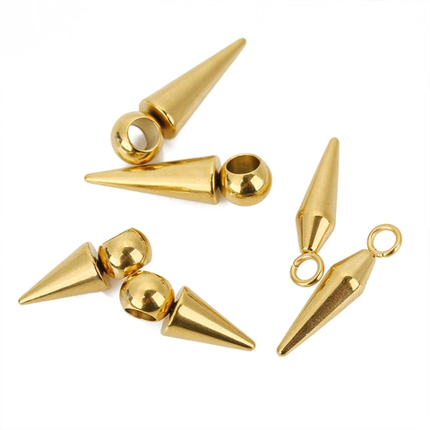 304 Roestvrij Staal Kegel Hangers 18K Verguld Kogelvorm Bedeltjes Voor DIY Ketting Armband Maken Accessoires