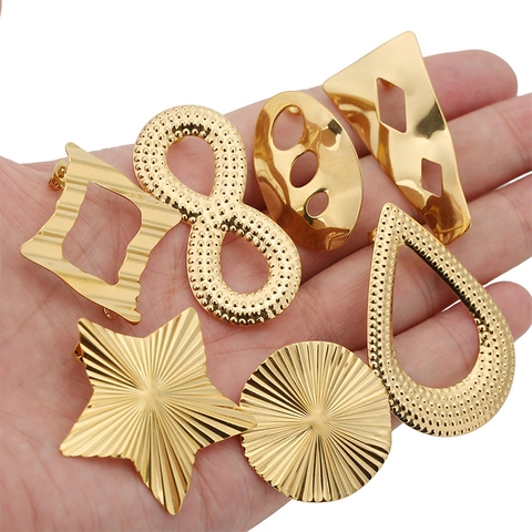 304 Stainless Steel Earring Post Findings Gold Silver Plated Star Waterdrop Geometric Stud Earring Accessories For DIY Jewelry Making