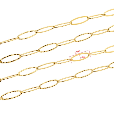 Roestvrijstalen Getextureerde Ovale Schakelketting Voor DIY Sieraden Maken Goud Zilveren Ketting Armband Accessoires