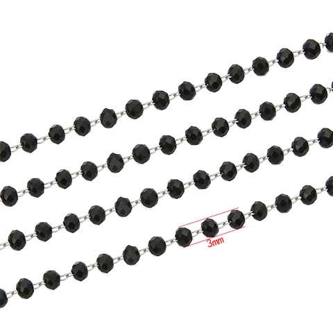 3mm Faceted Artificial Crystal Bead Chain Zinc Alloy Metal Wire For DIY Handmade Jewelry Making Necklace Bracelet Accessory Women Men