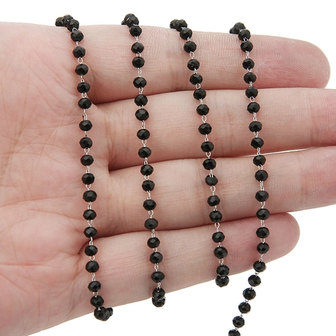 3mm Faceted Artificial Crystal Bead Chain Zinc Alloy Metal Wire For DIY Handmade Jewelry Making Necklace Bracelet Accessory Women Men