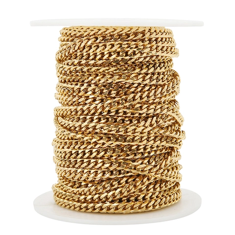 Titanium Stainless Steel Curb Chain Gold Rose Gold Silver Plated Cuban Link Chain DIY Jewelry Making Accessories Finding