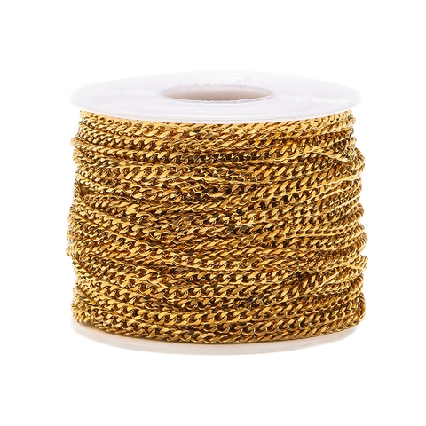 Stainless Steel Cuban Link Chain For DIY Jewelry Making Electroplated Gold Silver Color Curb Chain Necklace Findings Accessory