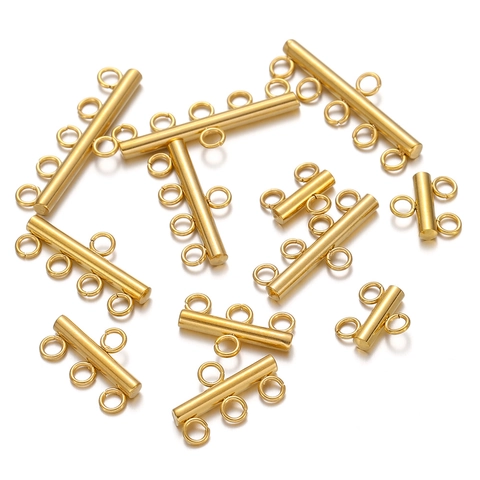 Stainless Steel Multi-Strand Tube Slide Clasp Connectors For Necklace Bracelet Jewelry Making DIY Findings Slider Clasps