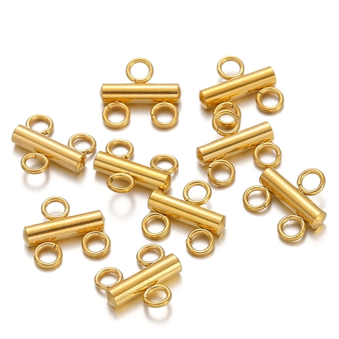 Stainless Steel Multi-Strand Tube Slide Clasp Connectors For Necklace Bracelet Jewelry Making DIY Findings Slider Clasps
