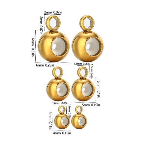 Stainless Steel Round Ball Positioning Beads With Small Ring 18K Gold Plated Silicone Anti-Slip Stopper Adjustment Beads DIY Jewelry Findings Accessories