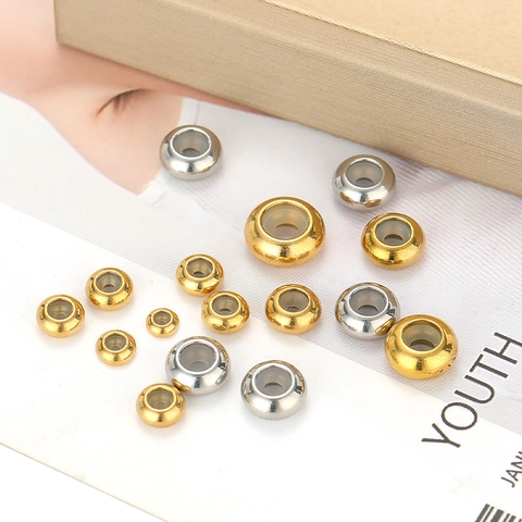 Perline di Posizionamento Regolabili in Acciaio Inossidabile Galvanizzato Oro Argento Distanziatori Con Inserto in Silicone per Gioielli DIY